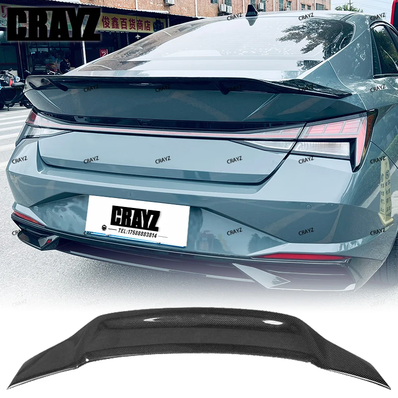 

For Hyundai Elantra CN7 2020 2021 2022 2023 R Style Real Carbon Fiber Car Rear Trunk Lip Spoiler Body Kit Accessories