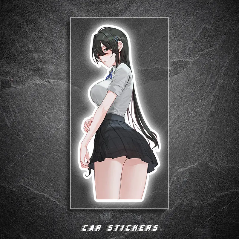 JDM Anime Girl Short Skirt Waterproof Vinyl Decal Sticker Itasha Style Personal Decor For Car Window And Electric Vehicle
