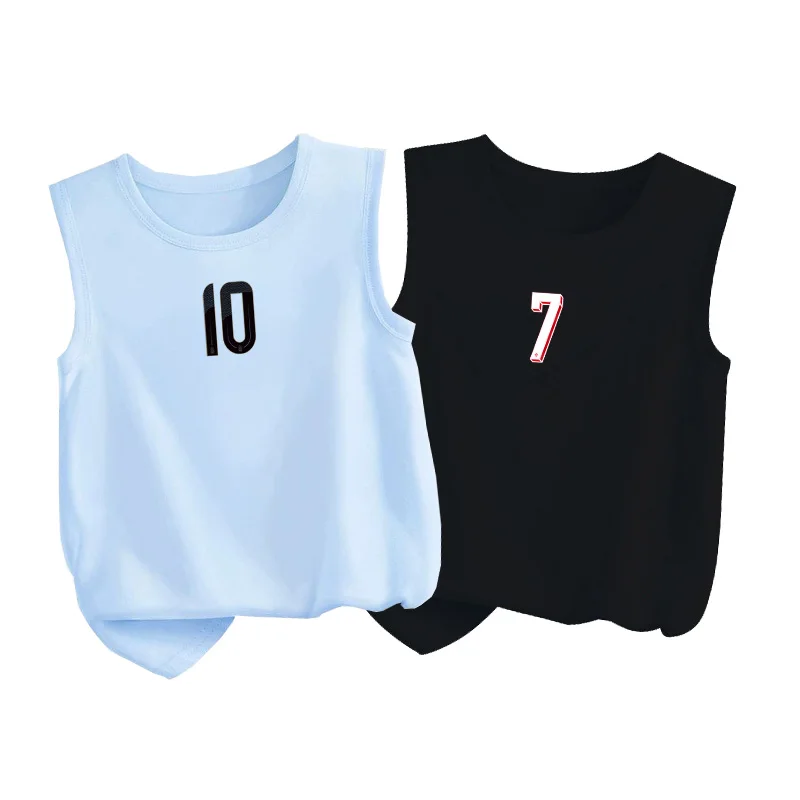 Children Football Number Vest Sleeveless Breathable T-Shirt 