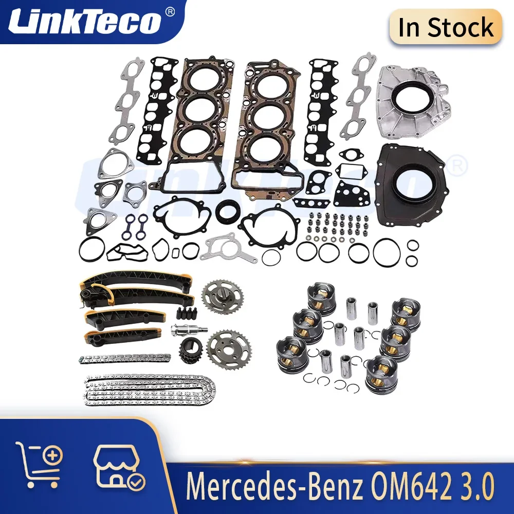 Engine Parts Overhaul Kit Timing Chain Piston Rings Fit 3.0 L 3.0 T V6 DIESEL For 2005-2019 Mercedes-Benz C350 OM642 3.0T 3.0L