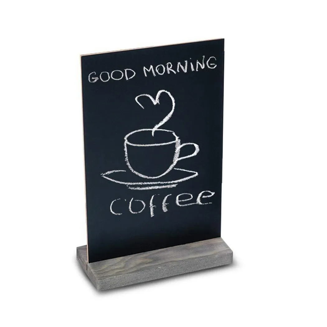 Tabletop Chalkboard Display for Menus and Daily Specials with Sturdy Wood Base for Indoor Use in Food Service Establishments