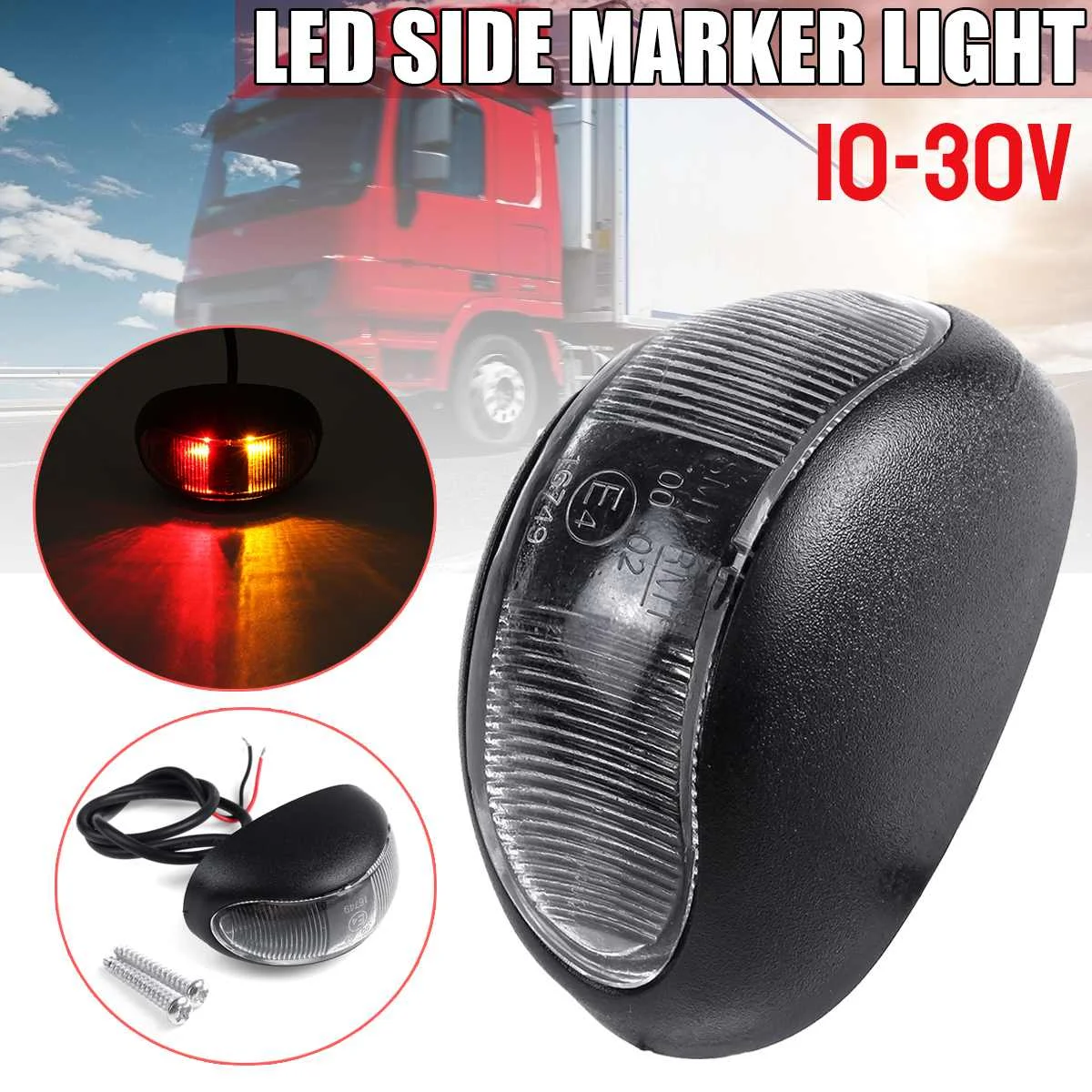 

LED Truck Trailer Side Marker Clearance Lights Turn Signal Indicator Light Lamp 10-30V Taillight for Van Lorry Bus Pick Up