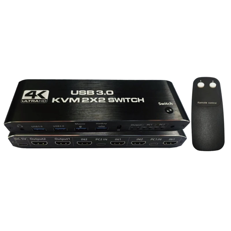 2026 new 4K 60Hz HDMI USB3.0 KVM 2X2 HD Video Switcher for Computer Mouse Keyboard