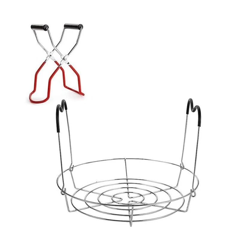 A27F-Cooling And Water Bath Rack With 304 Stainless Steel Canning Rack+ Jar Lifter Tong And Non-Slip Nonslip Design Large Space