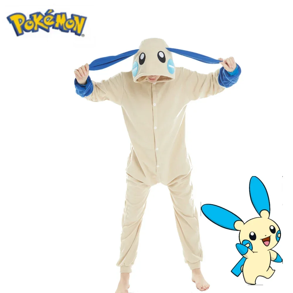 Hasen-Minun-Plusle-Onesies Kigurumi Erwachsenen-Anime-Halloween-Cosplay-Kostüm Damen-Hasen-Pyjama Homewear Schlafanzug – Detail 9