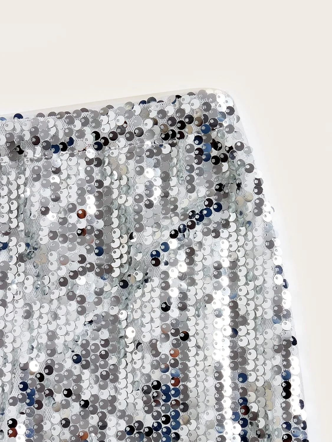 Damen Pailletten-Minirock mit elastischem Bund, schmal geschnitten, figurbetont, kurzer Rock, glitzernd, für Party, Club, Nacht, sexy, Y2K, Basic-Rock – Detail 9