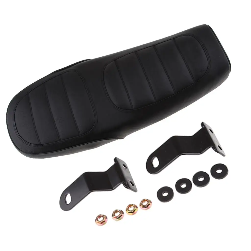 63cm Long Motorcycle Cafe Racer Retro Vintage Seat Flat Brat Saddle Cushion (Black)Car Accessories