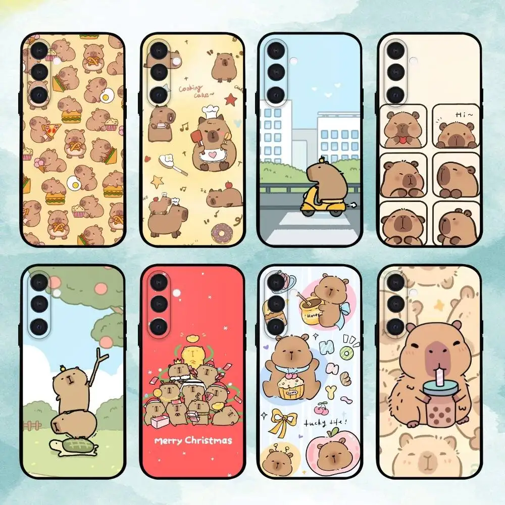H-Happy C-Cute Capybara Cartoon  Phone Case For Samsung  A73,A21s,A22,A31,A32,A52,A53,A71,A80,Soft Black Shell