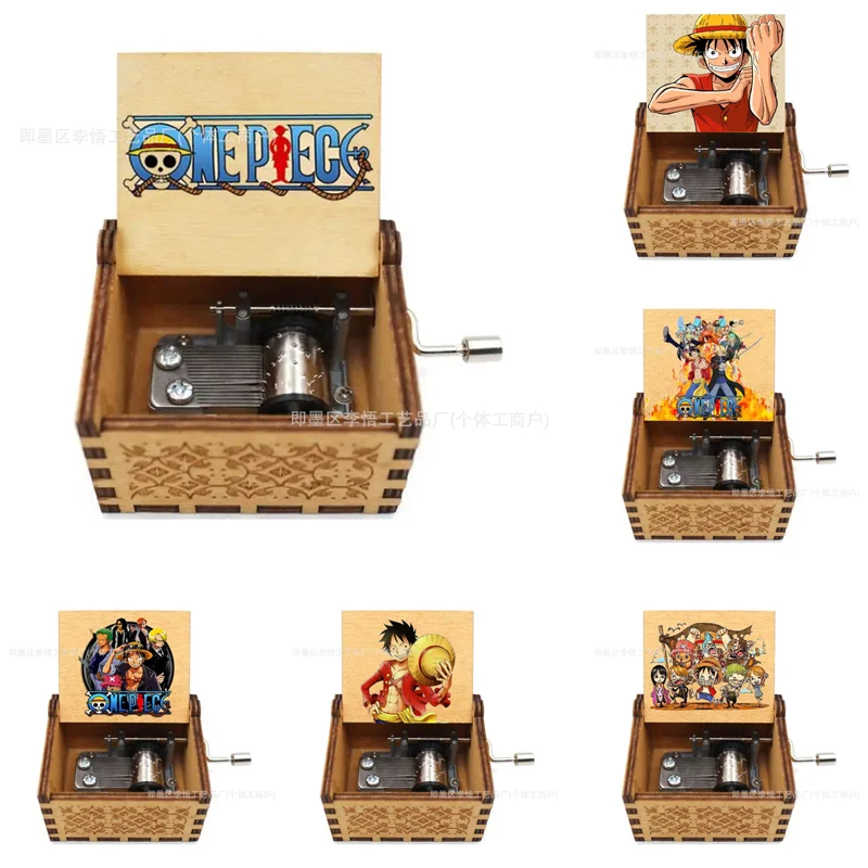 

One Piece Wooden Music Box Cartoon Anime Theme Music Wooden Hand Cranked Musical Boxes Home Decoration Kids Birthday Gifts