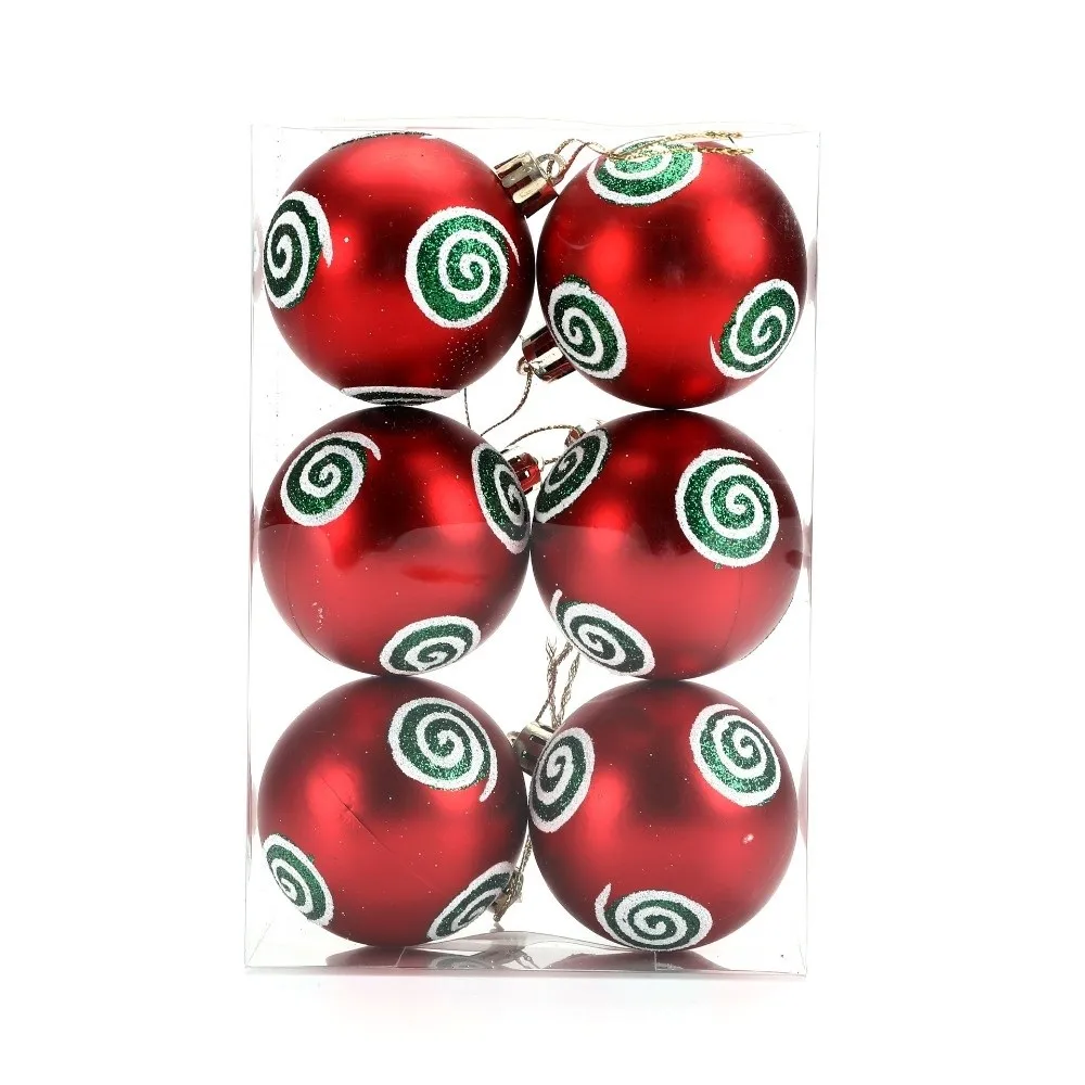 

6Pcs 6cm Plastic Christmas Ball Festive atmosphere Xmas Tree Decor Christmas Ornaments Ball Set Painted Christmas Ball Pendant