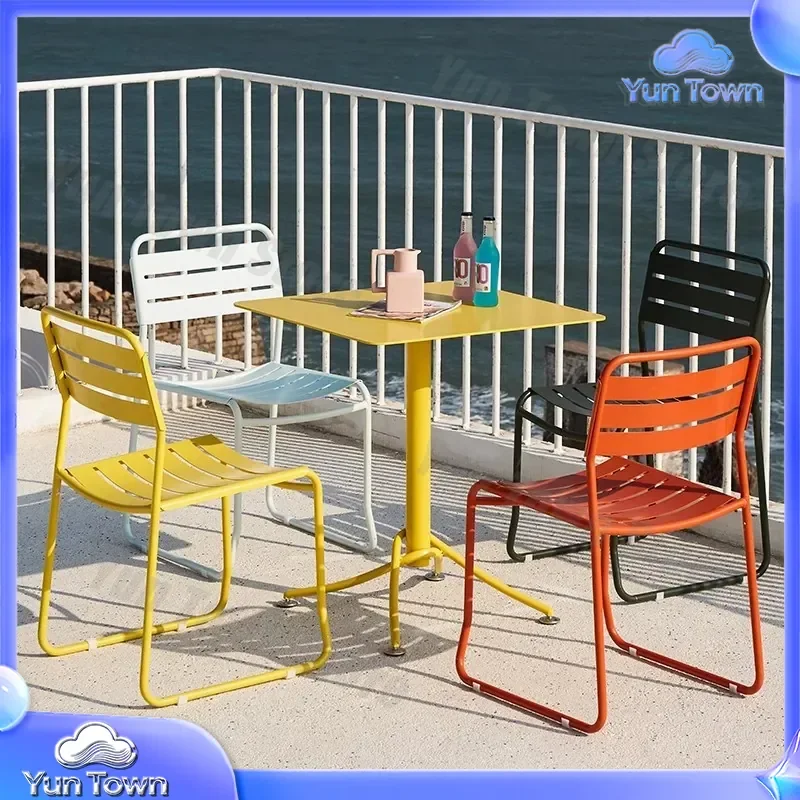 Outdoor Dining Table and Chairs Set for Beach Terrace B&B Bar Music Venue for Relaxation and Socializing One Table Four