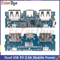 Micro/Type-C USB 5V 2.4A Dual USB 18650 Boost Battery Charger Board Mobile Power Bank Accessories For Phone DIY