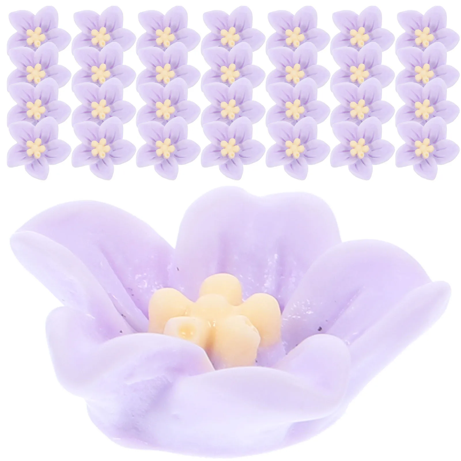 50Pcs Resin Flower Flatback Charms Dekorasi Bunga Halus untuk DIY Casing Ponsel Jepit Rambut Pembuatan Perhiasan Perlengkapan Kerajinan