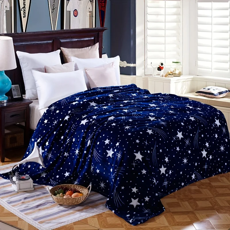 Star Pattern Blanket Flat Print Design Seasonally Versatile Party First Choice Soft Cozy Polyester Throw Blanket