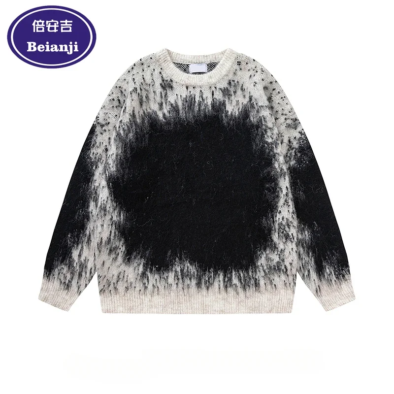 Beianji men's sweater national fashion vintage loose design Maillard niche street couple knitted top