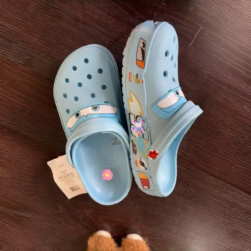 Blaue Rennwagen-Clogs, schnelltrocknende, leichte Wasserschuhe, weiche, rutschfeste Sohle, Slip-On-Sandalen für Strand, Dusche, Pool, Garten, Zuhause, neu – Detail 11