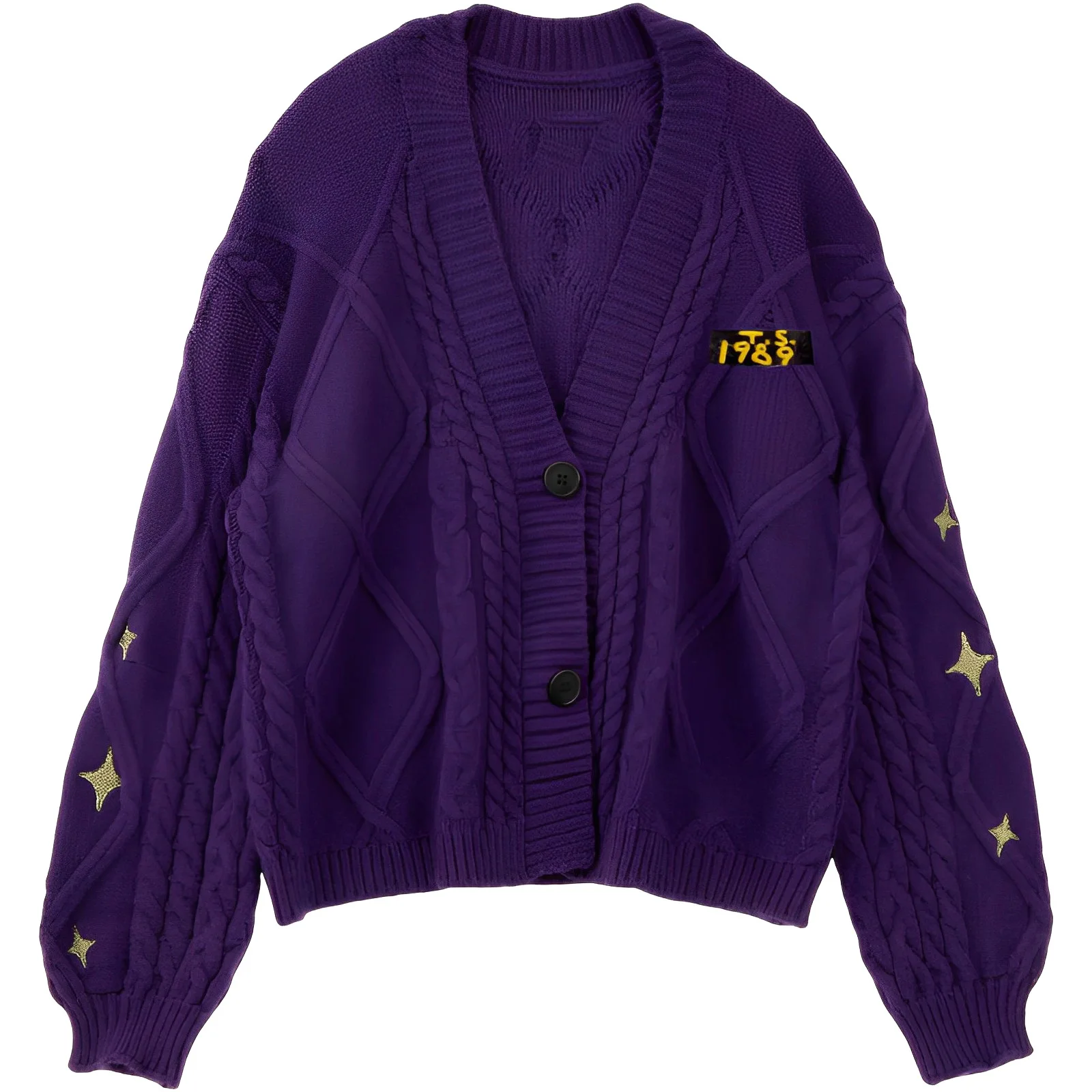 Cross-border supply of new European and American womens star with TS embroidered lantern sleeve knitted sweater cardigan spot.