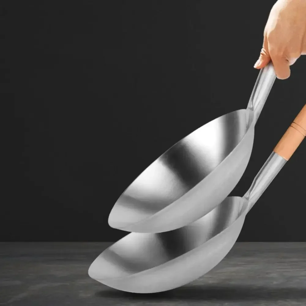 Wok tradicional de acero inoxidable para freír, sartén anticorrosiva de estilo chino, cucharón de agua engrosado para restaurant