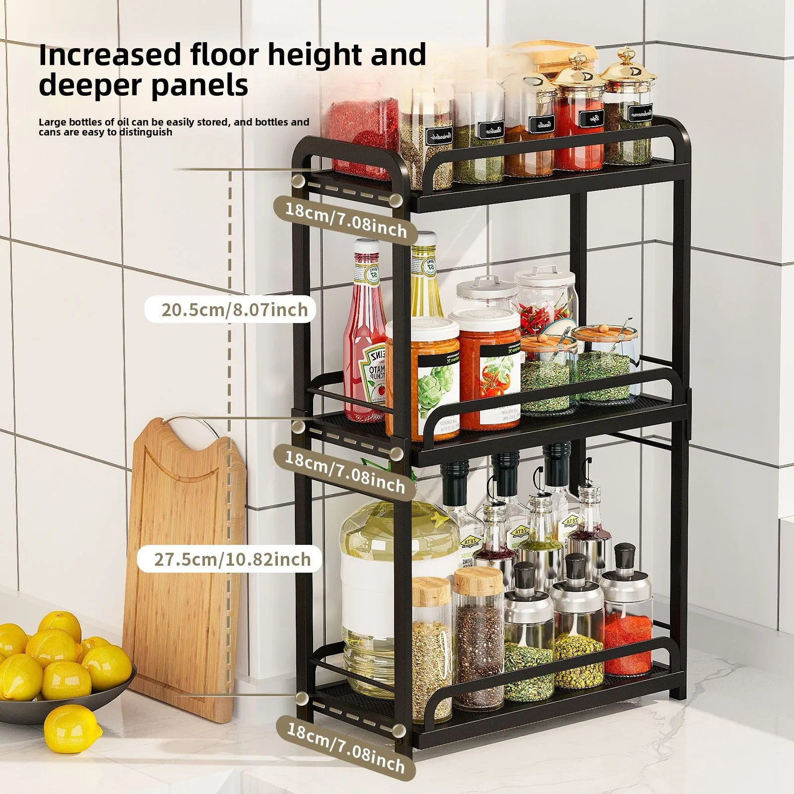 

Kitchen Layered Shelf Floor Multifunctional Seasoning Rack Countertop Finishing Rack Multi-layer Seasoning Salt Tank Storage
