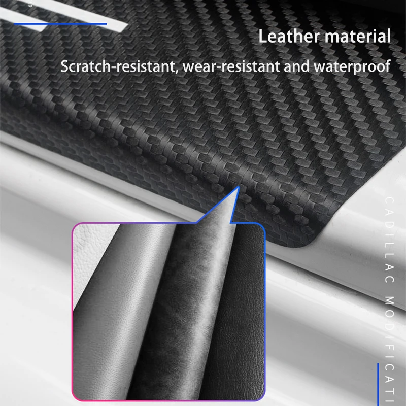 4Pcs Carbon Fiber Car Door Sill Protector Welcome Pedal Decoration Leather Stickers for Peugeot 206 Auto Accessories