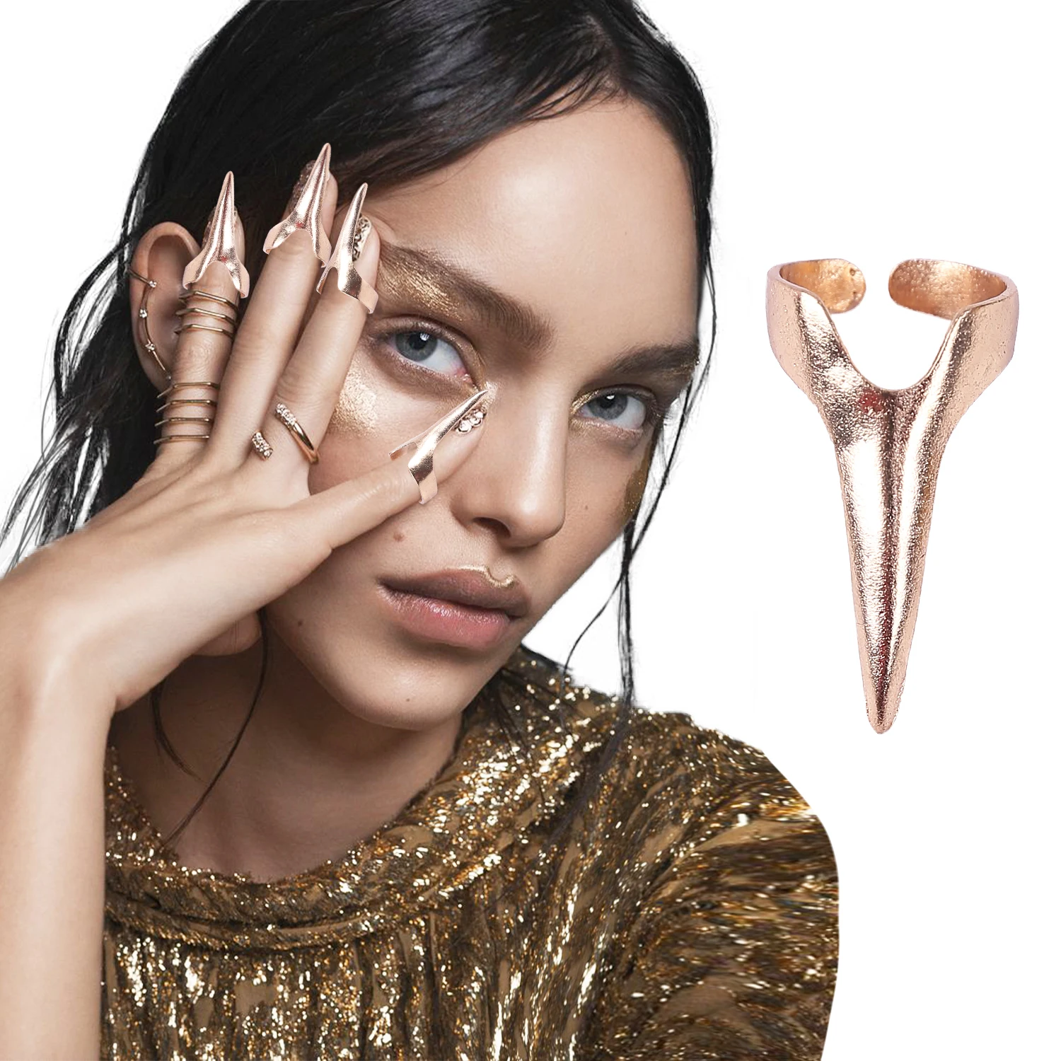 10/20Pcs Retro Gothic Haar Abschied Werkzeug Für Finger Flechten Haar Rack Haar Zubehör Klaue Ringe Magie Nagel trenn Werkzeug Gold – Detail 1
