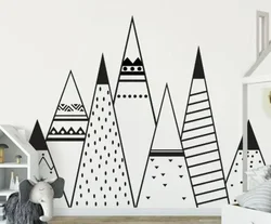Nursery Wall Decal Tribal Woodland Mountain Wall Decor Sticker Kids Girls Boys Bedroom Vinyl Wall Stickers Decoration B128