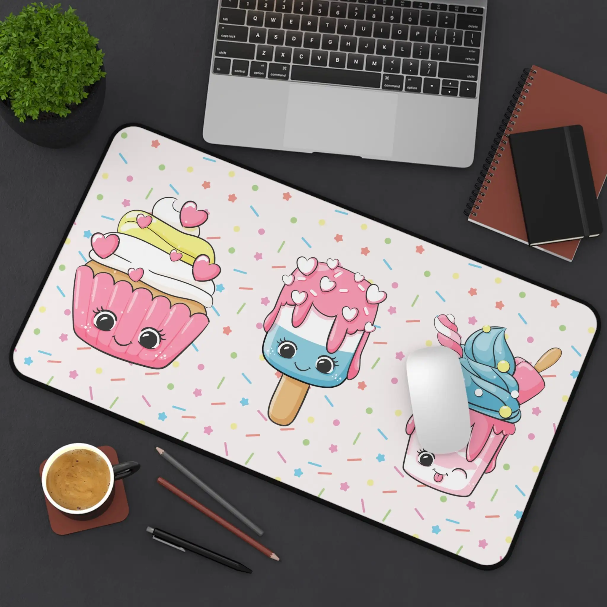 

Cute Pink Kawaii Mouse Pad, Fun Dessert Office Decoration,XXL Non-slip Waterproof Game Desk Mat, Perfect Gift for Friends