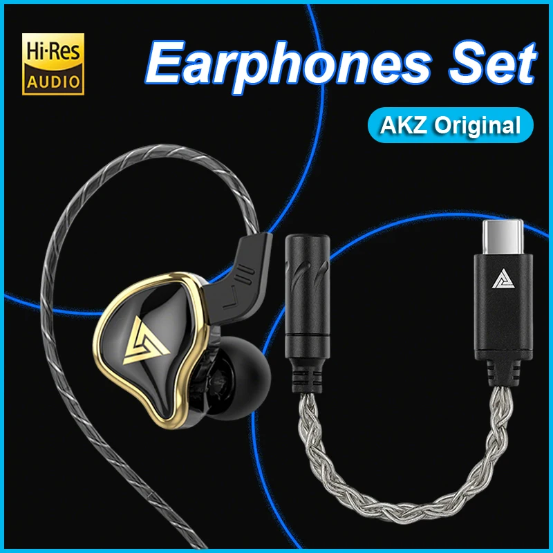 QKZ Type-C to 3.5mm Earphone Converter Kit Headphone Player Decoder Power Amplifier HiFi Stereo Subwoofer AK6Ares Earphone Cable