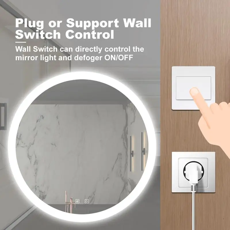 24-Inch LED Vanity Mirror, Dimmable Touch Control, Anti-Fog, Adjustable Light 3000K-6000K, IP54 Waterproof, CRI 95, Energy