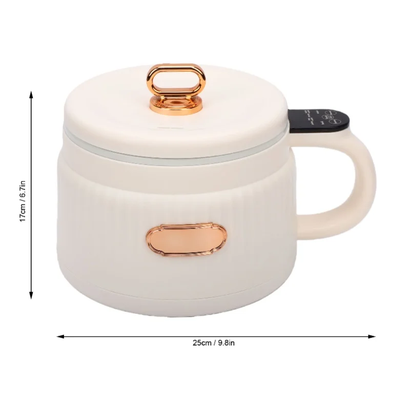 Multi Purpose Electric Noodle Pot 1.6L Nonstick Rice Cooker White For Kitchen Dorm Office
