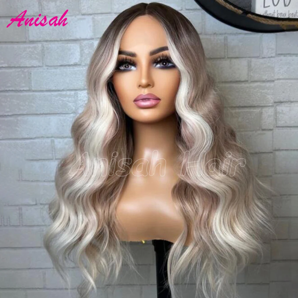 100% Virgin Human Hair Ash Blonde Colored Wig Body Wave 13x4 Lace Front Wig Preplucked 5x5 Lace Closure Human Hair Wigs