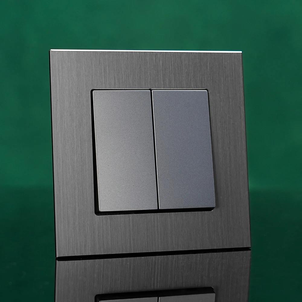

European standard aluminum brushed panel two-position switch 10A two-position single control double control