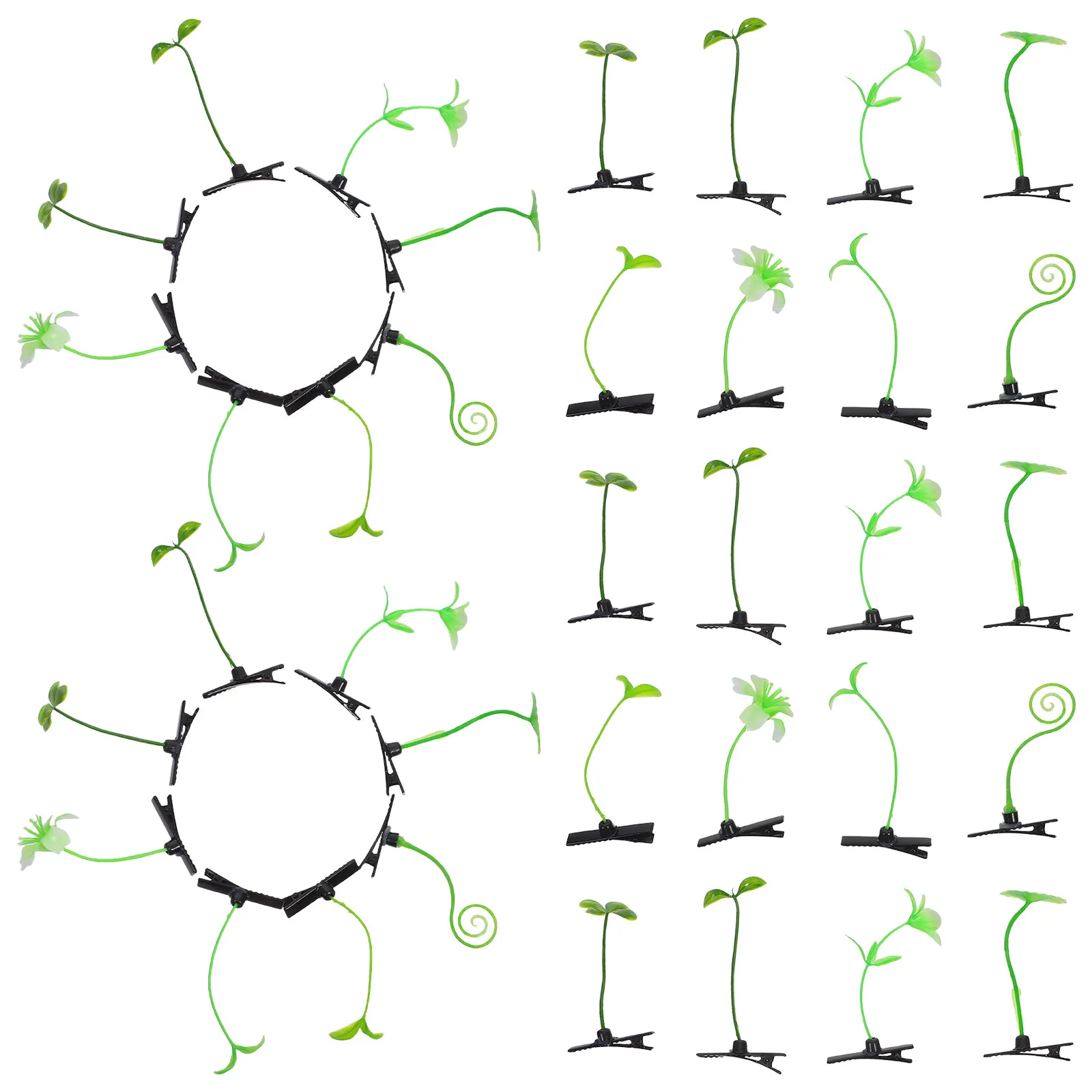 100Pcs Plant Hair Clip Sprout Barrette Leaf Shape Grass Hairpin Cute Kawaii Hair Accessories for Cosplay Costume Party Photo