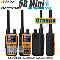 Baofeng UV-5R Mini Walkie Talkie Orange 5R mini Radio Bluetooth Programming 2200mah UHF VHF AM FM Portable Intercom For Camping