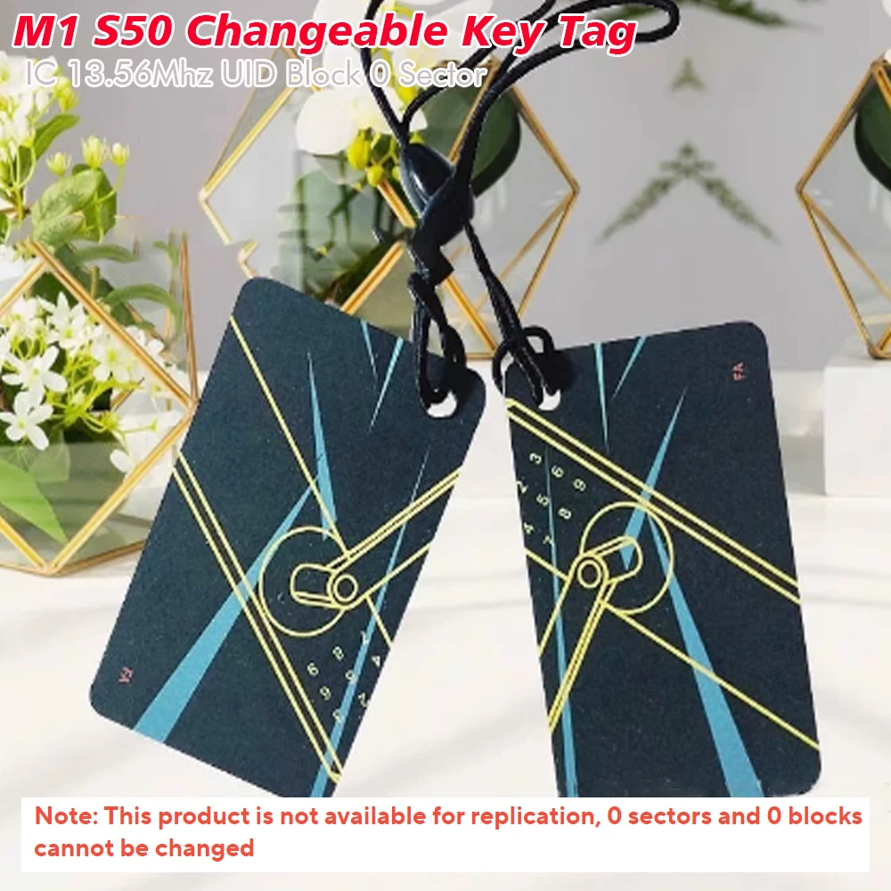 M1 S50 Changeable Key Card IC 13.56Mhz UID Block 0 Sector Writable Rewritable RFID Smart Read Write Keychain Keyfobs Card
