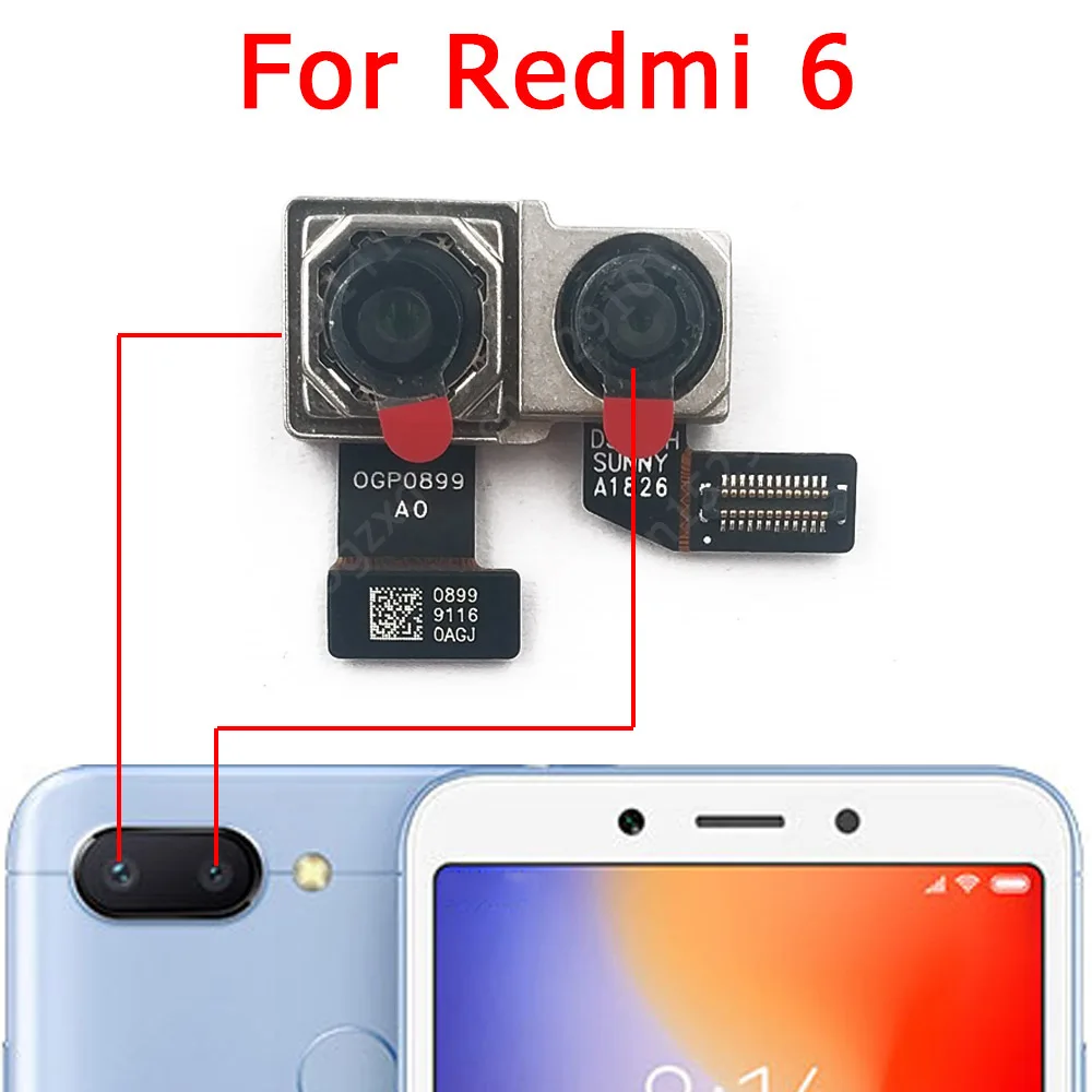 Back Camera For Xiaomi Redmi 7 7A 8 8A 5 Plus 5A 6 6A Rear Camera Module Spare Parts Flex Backside View Replacement