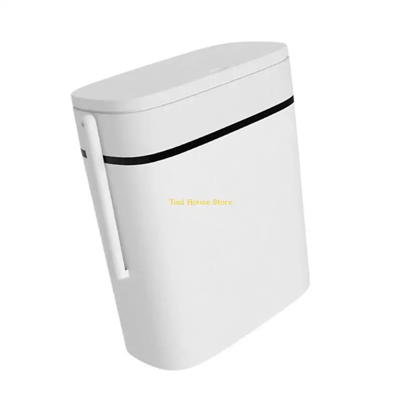 

Sleekly 14L Bathroom Waste Container Trash Can With Attached Toilet Brush