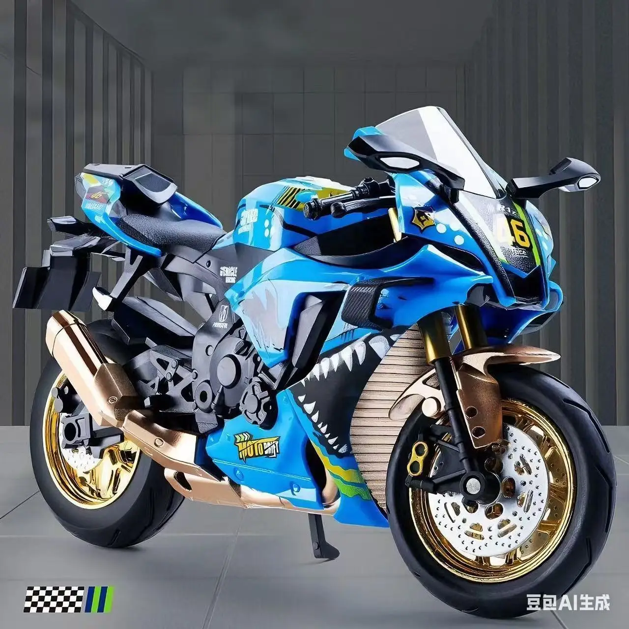 

1:10 Yamaha YZF-R1 Kawasaki H2R Alloy Die Cast Motorcycle Model Vehicle Collection Sound and Light Off Road Autocycle Toys Car