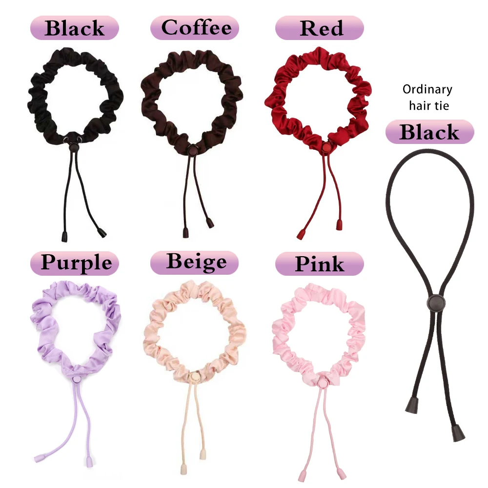 Adjustable Hair Ties 3pcs Satin Hair Tie Silky Elastic Hair Bands Gentle Hold For Thick Thin Curly Straight Hair Styling Tools