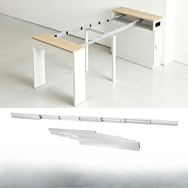 Hidden folding table guide rail, multi-function telescopic multi-section flat push folding hardware accessories