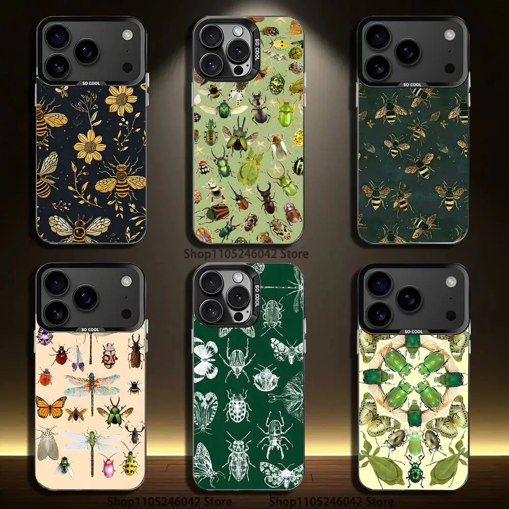 

Biology Art Bugs And Insects Black Matte Shockproof CoverPhone Case For iPhone 17,16,15,14,13,12,11,Pro,XS,Max,Plus,Mini,SE4,E