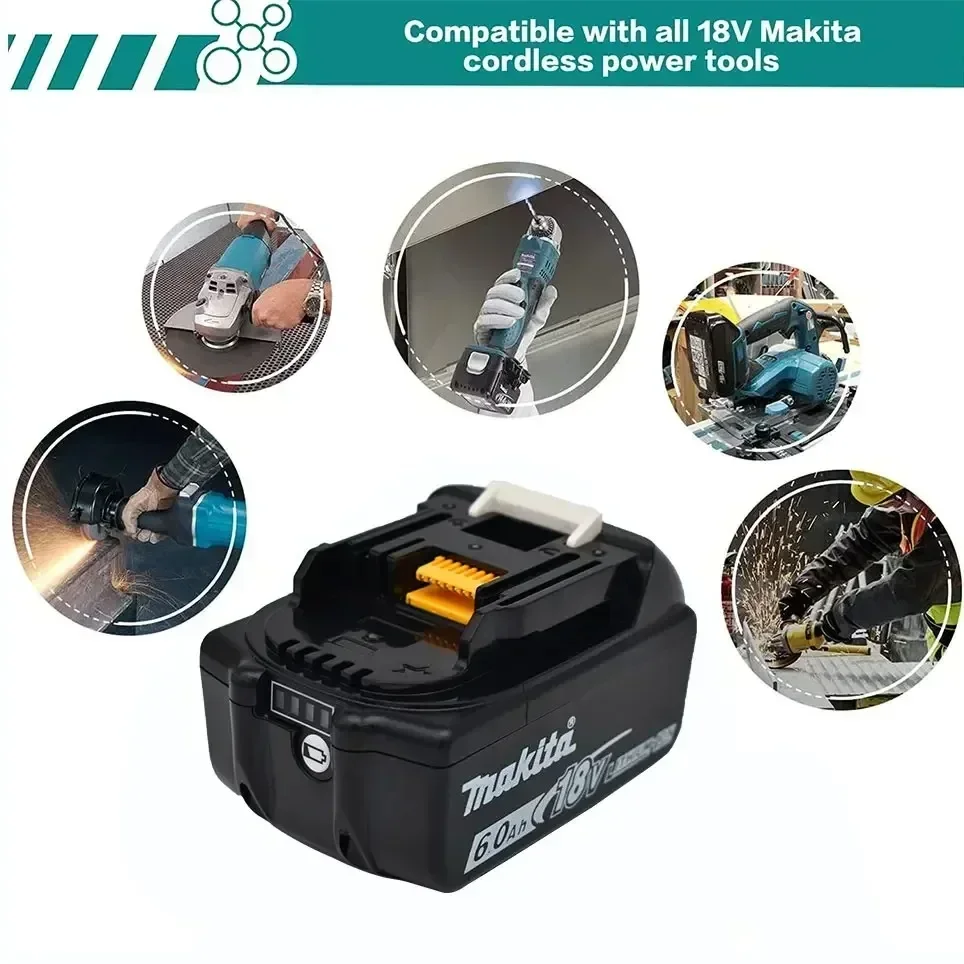 Echte Makita 18V batterij 6Ah BL1850B Li-ion vervangende batterij BL1850 BL1860B BL1860 BL1840B BL1830B BL1830 LXT-400 RU