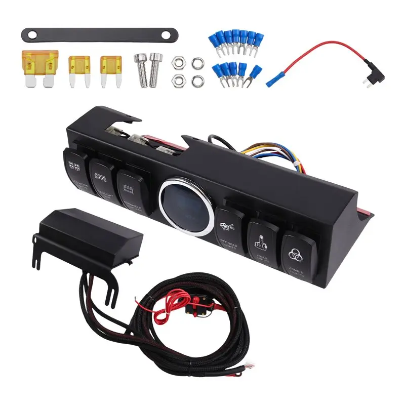 

A99F-For Jeep Wrangler JK 07-18 6 Gang Switch Control Panel Fuse Relay Box Line Modification Assembly