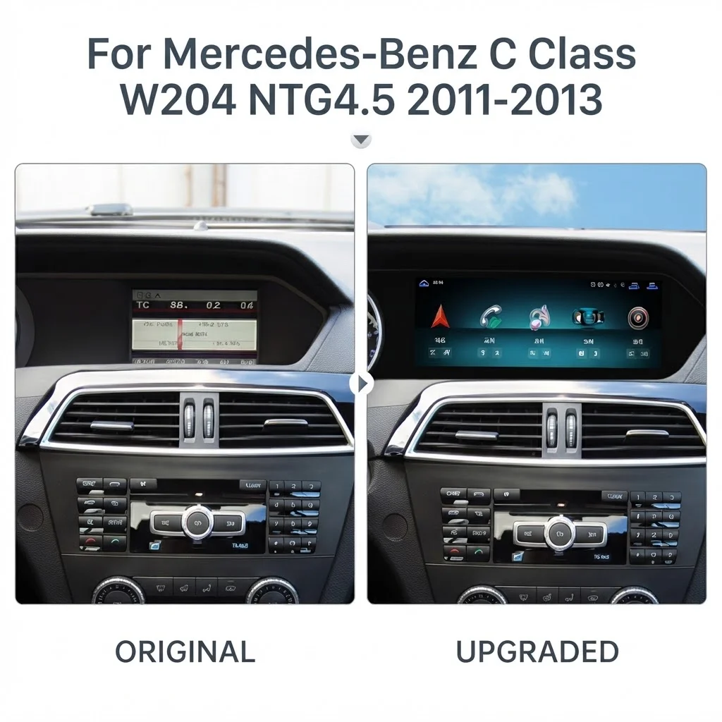 10.25 Inch Android Car Navigation for Mercedes-Benz C Class 2011-2013 W204 NTG4.5 Wireless CarPlay Android Auto GPS Stereo