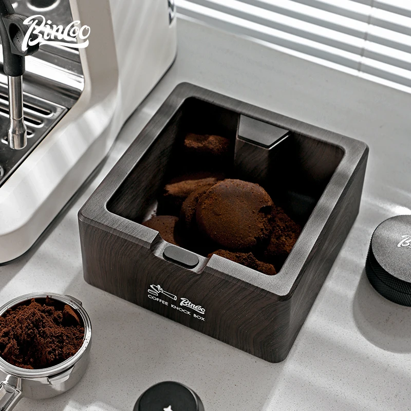 

Bincoo Coffee Grounds Box Wood Grain Four-Way Espresso Machine Large Coffee Knocker Bucket Dumping Coffee Utensil