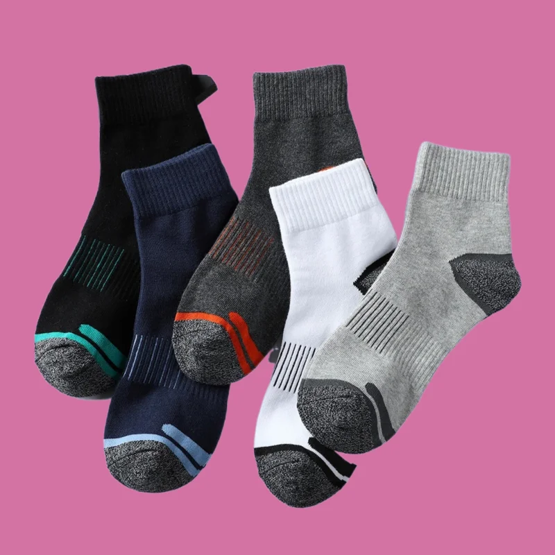 5 Pairs New Socks Outdoor Hiking Sports Socks Sweat-Absorbent And Deodorant Basketball Socks 2024 Men's High Quality Men's Socks