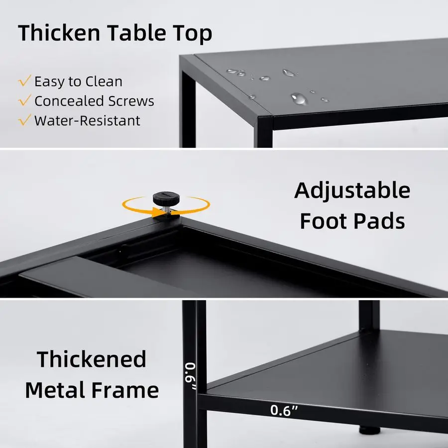 طاولة وحدة تحكم معدنية من 3 طبقات مقاس 55 بوصة مع 6 وحدات تخزين، وطاولة أريكة خلف الأريكة، ورف طويل ضيق مع مساحة تخزين للمدخل، Narr #5