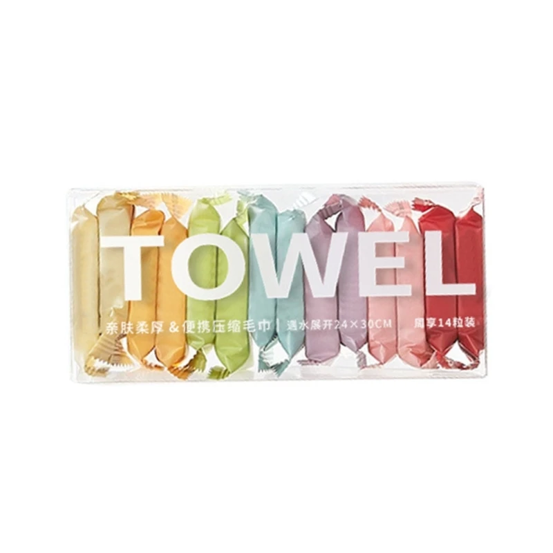 

14pcs Colorful Disposable Compressed Towel Outdoor Travel Makeup Remover Face