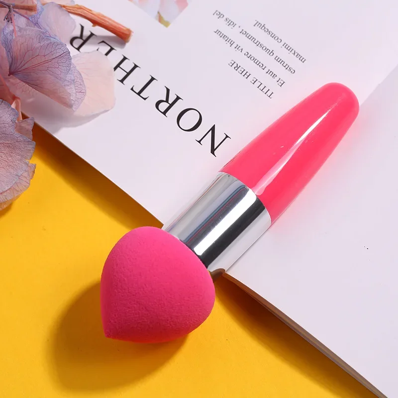 ฟองน้ำแต่งหน้าแบบมีด้ามจับ รูปหัวใจ แปรงแต่งหน้าเนื้อเนียน รูปทรงสวยงาม อุปกรณ์แต่งหน้าสำหรับผู้หญิง