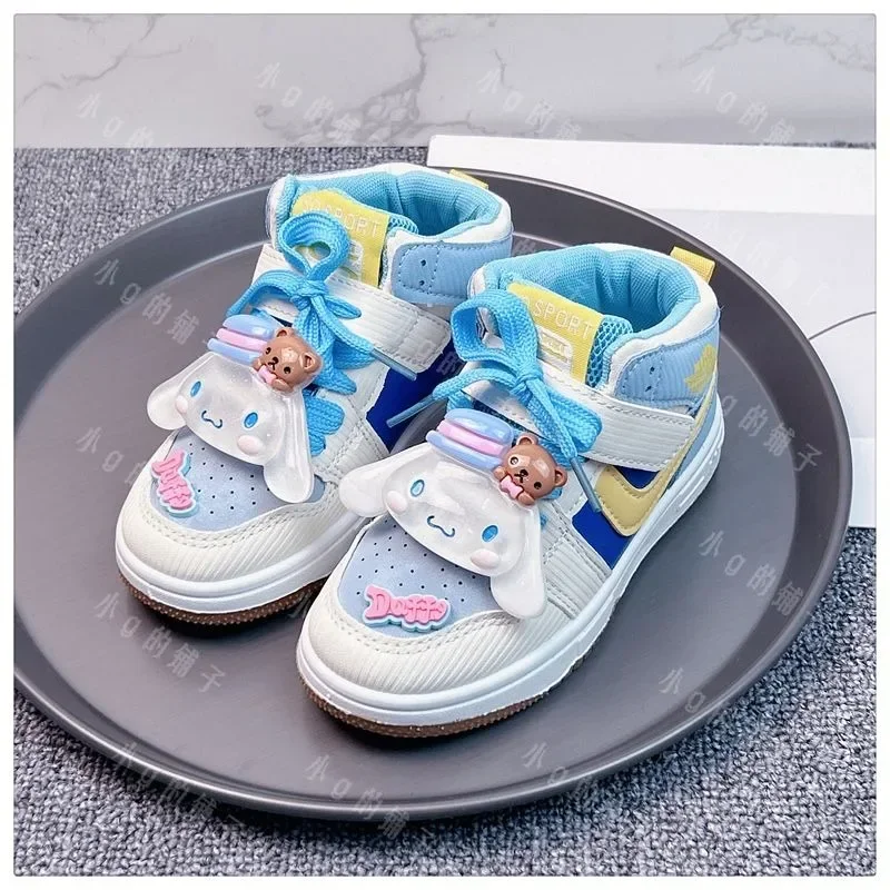 Sanrioed Cartoon My Melody Cinnamoroll HelloKittys Cute Children High Top Sneakers Kawaii Outdoor Sport scarpe da corsa regalo per bambini